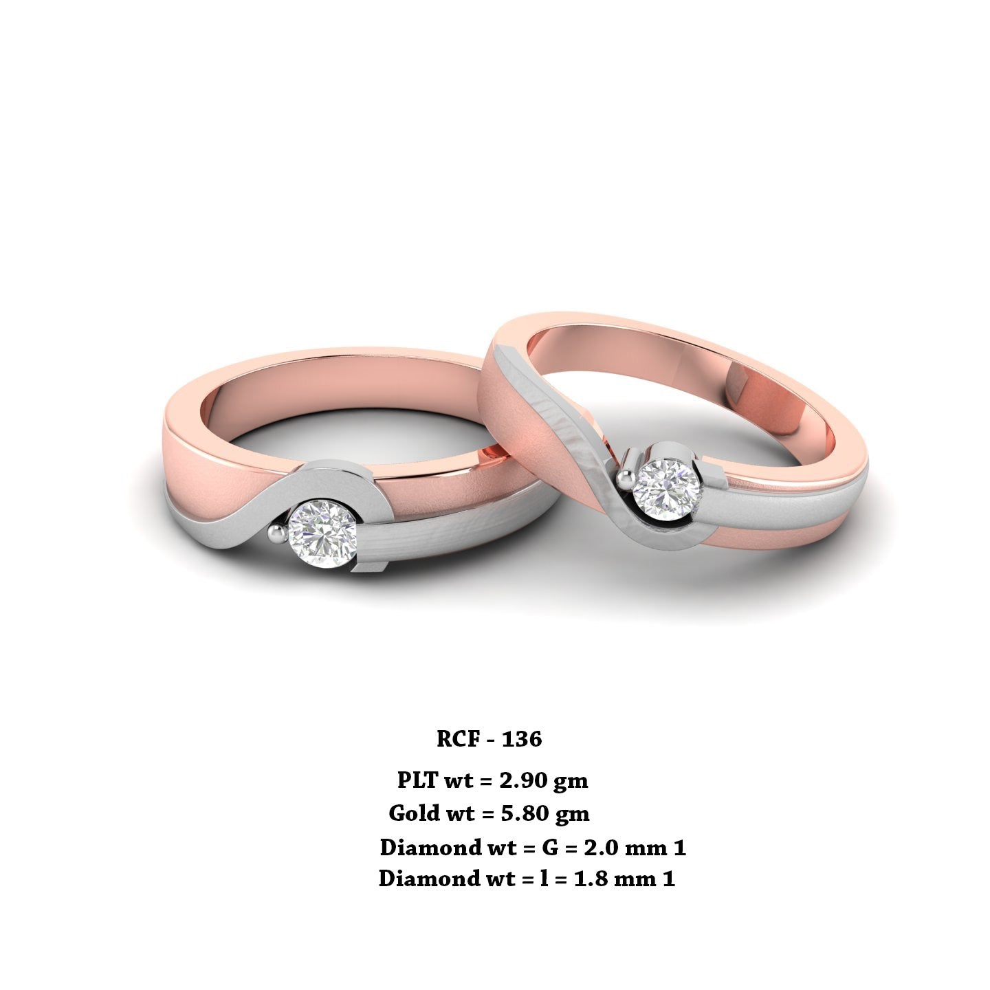 Platinum rose gold store couple rings