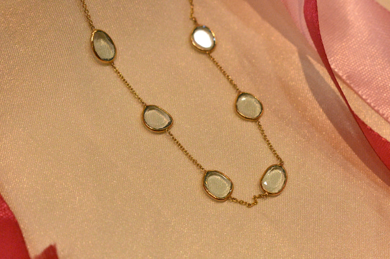 Eria 18K Gold Chain with Aqua gemstone original - C34