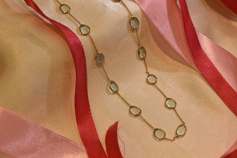 Eria 18K Gold Chain with Aqua gemstone original - C34