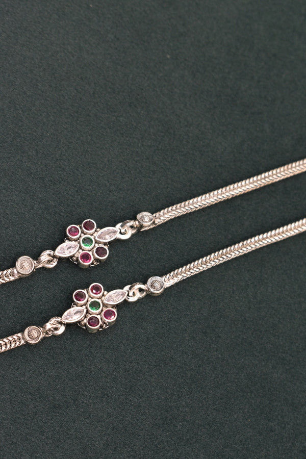 Minimalist silver oxidised anklets - SG425