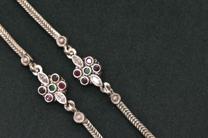 Minimalist silver oxidised anklets - SG425