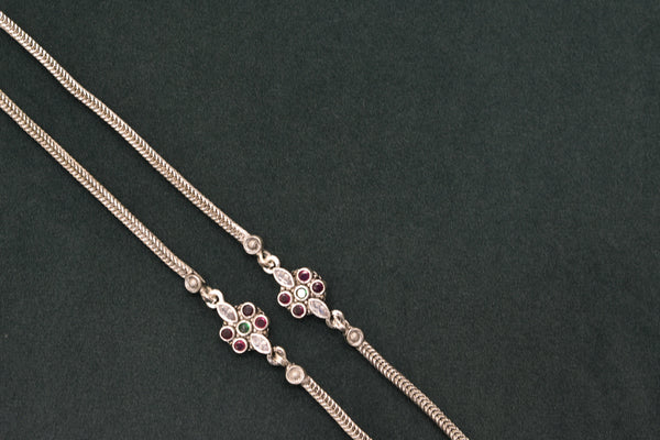 Minimalist silver oxidised anklets - SG425