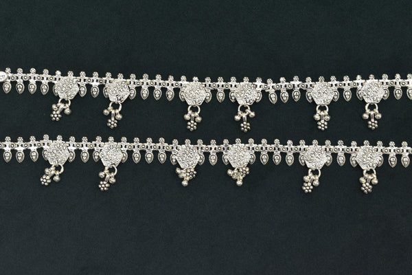 Minimalist silver fancy gemstones anklets - SG19