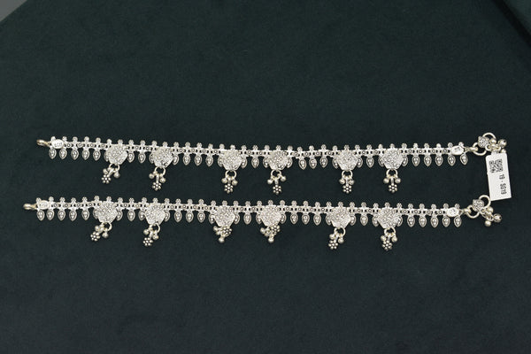 Minimalist silver fancy gemstones anklets - SG19