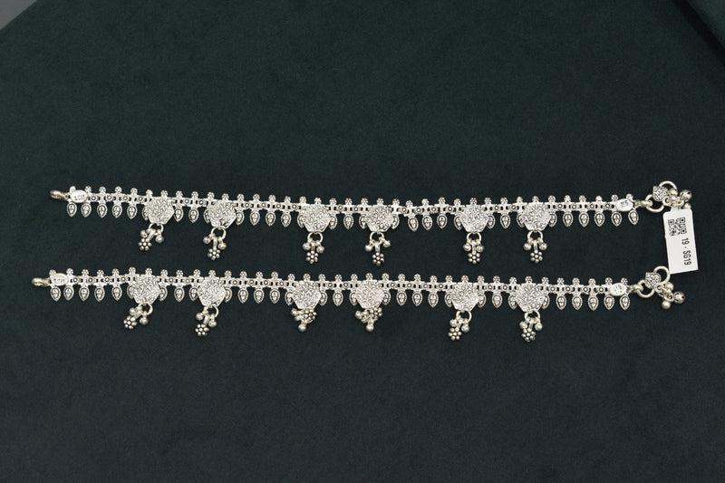 Minimalist silver fancy gemstones anklets - SG19