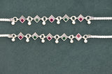 Minimalist silver fancy gemstones anklets - SG256