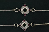 Minimalist silver fancy gemstones anklets - SG414