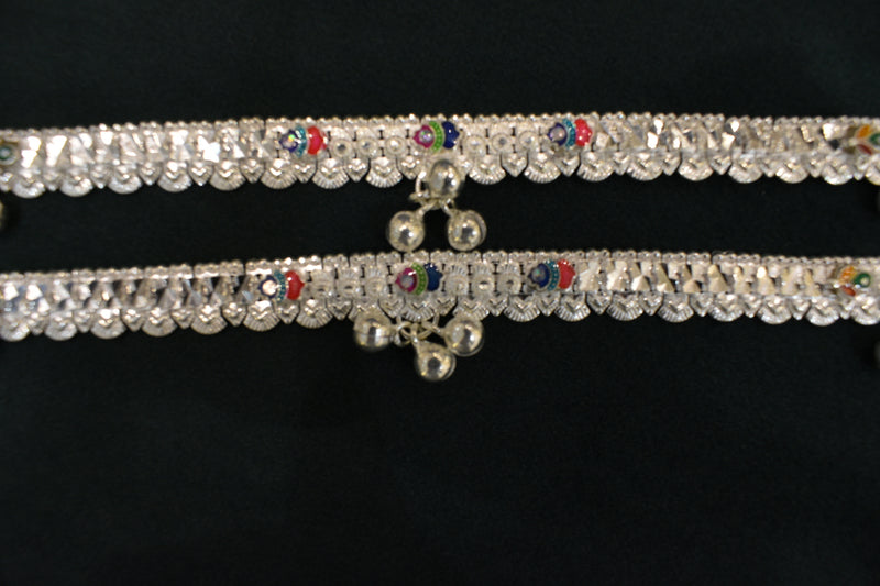 Minimalist silver plain anklets - SG335