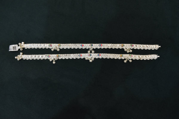 Minimalist silver plain anklets - SG335