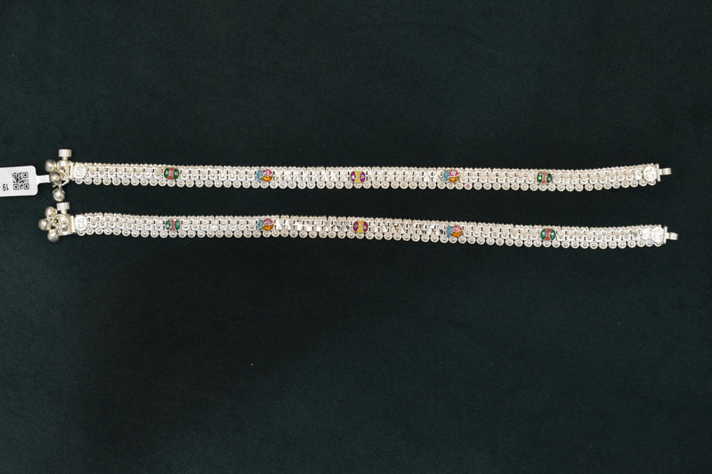 Minimalist silver plain anklets - SG343
