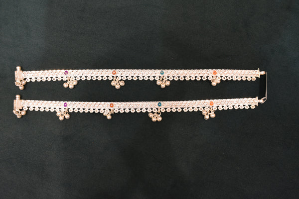 Minimalist silver plain anklets - SG84