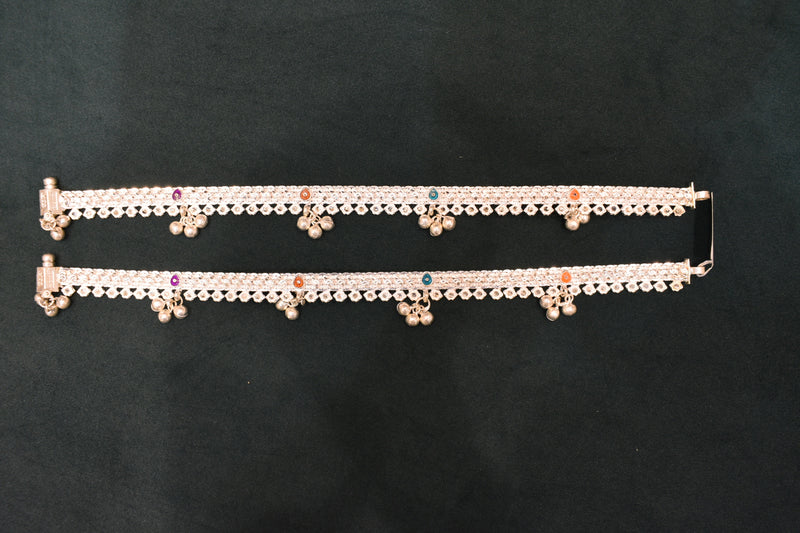 Minimalist silver plain anklets - SG84
