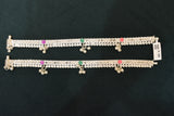 Minimalist silver fancy gemstones anklets - SG81