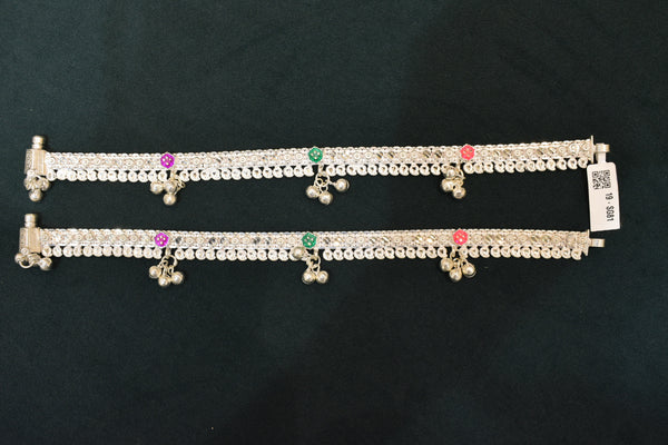 Minimalist silver fancy gemstones anklets - SG81