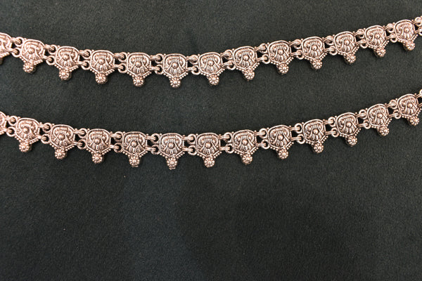 Minimalist silver oxidised plain anklets - SG416