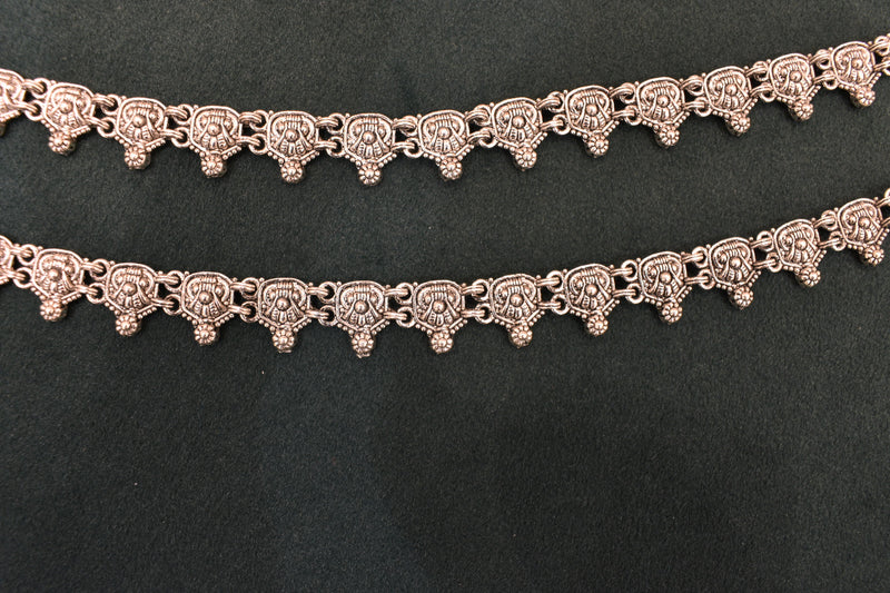 Minimalist silver oxidised plain anklets - SG416