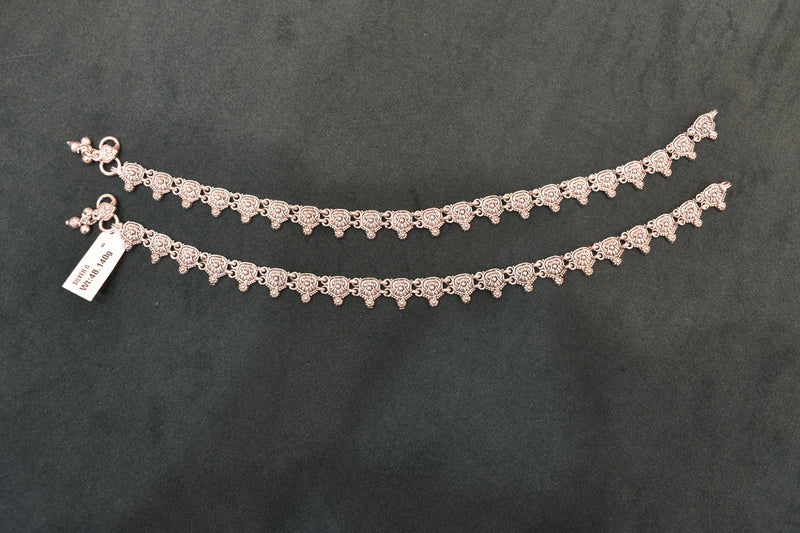 Minimalist silver oxidised plain anklets - SG416