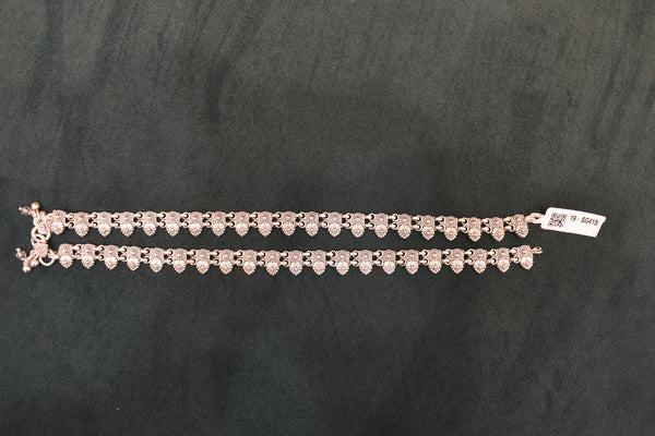 Minimalist silver oxidised plain anklets - SG415