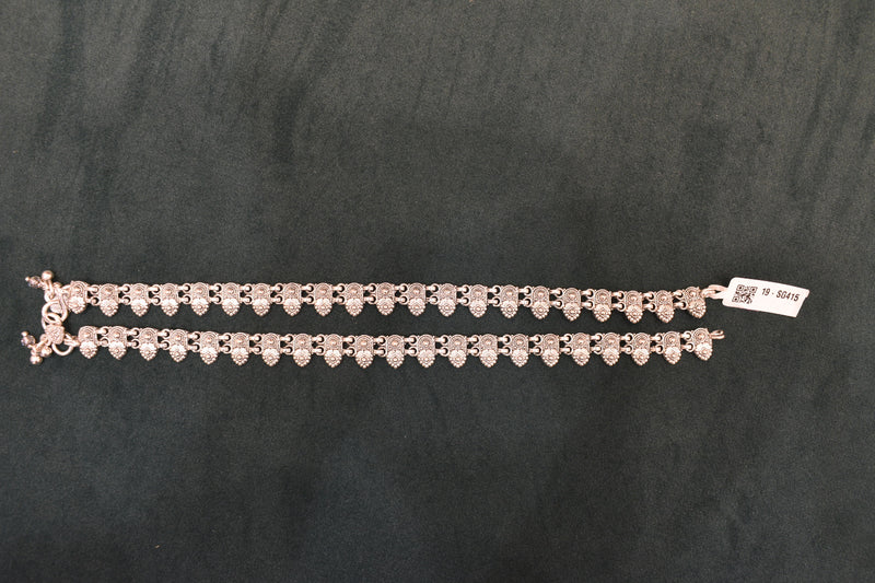 Minimalist silver oxidised plain anklets - SG415