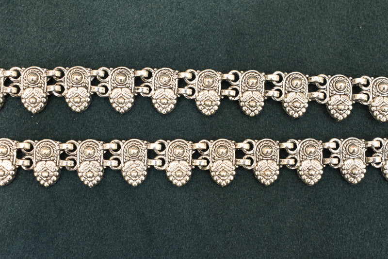 Minimalist silver oxidised plain anklets - SG415