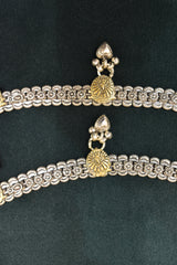 Minimalist silver oxidised gold palaish  anklets -SG15