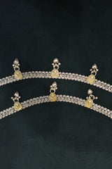 Minimalist silver oxidised gold palaish  anklets -SG15