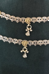 Minimalist silver oxidised gold palaish  anklets -SG23
