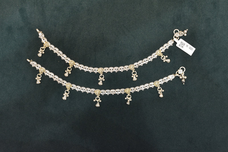 Minimalist silver oxidised gold palaish  anklets -SG23