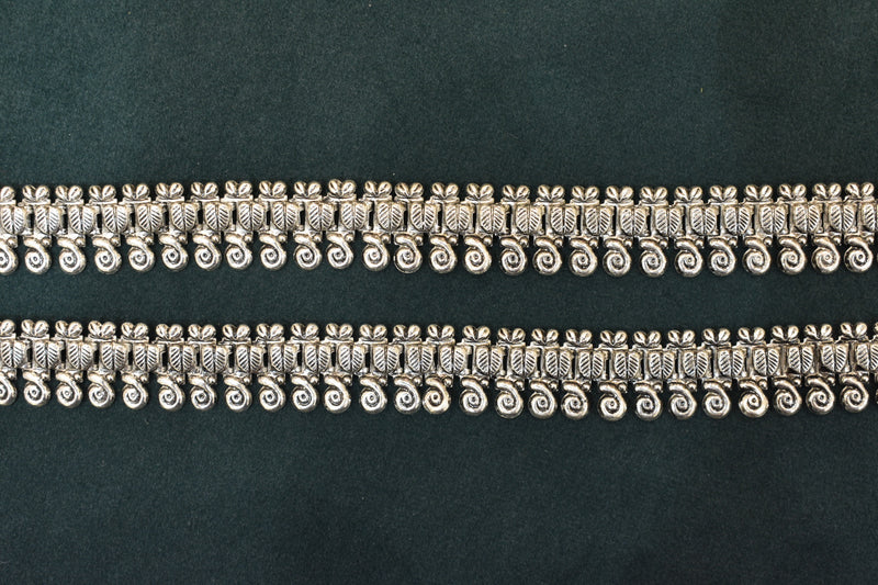 Minimalist silver oxidised plain  anklets -SG427