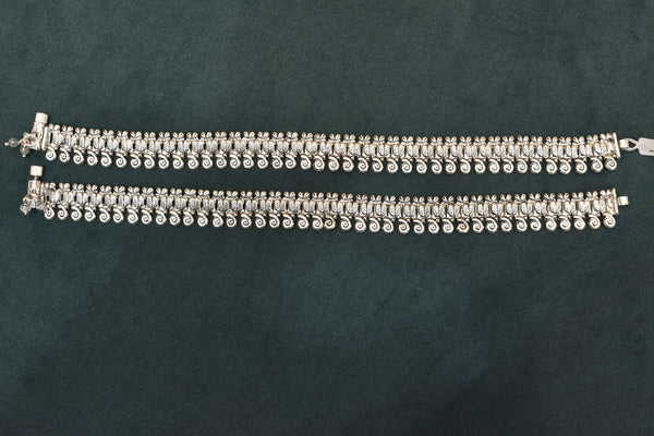 Minimalist silver oxidised plain  anklets -SG427