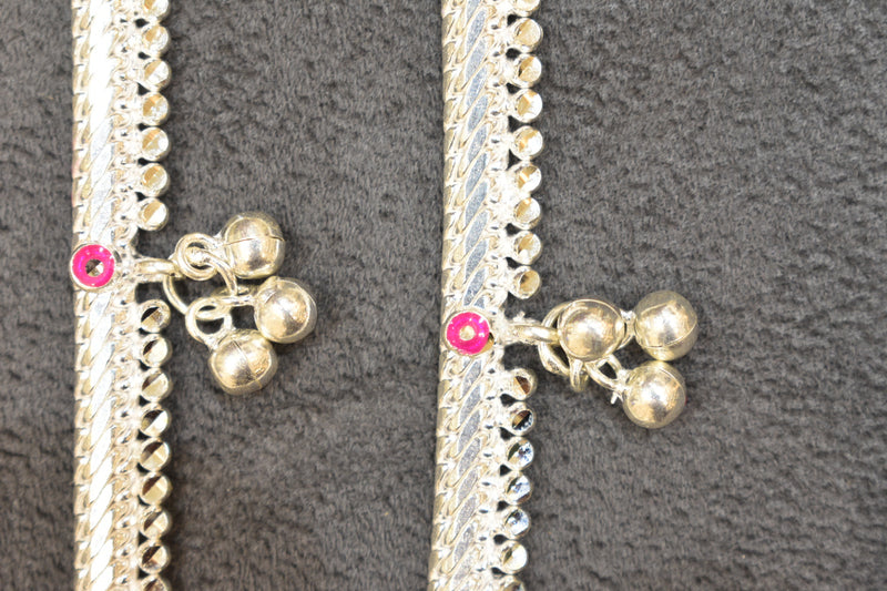 Minimalist silver plain anklets - SG171