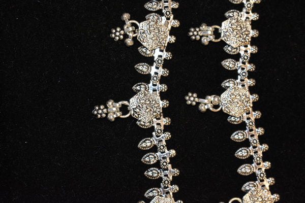 Minimalist silver oxidised plain  anklets -SG19
