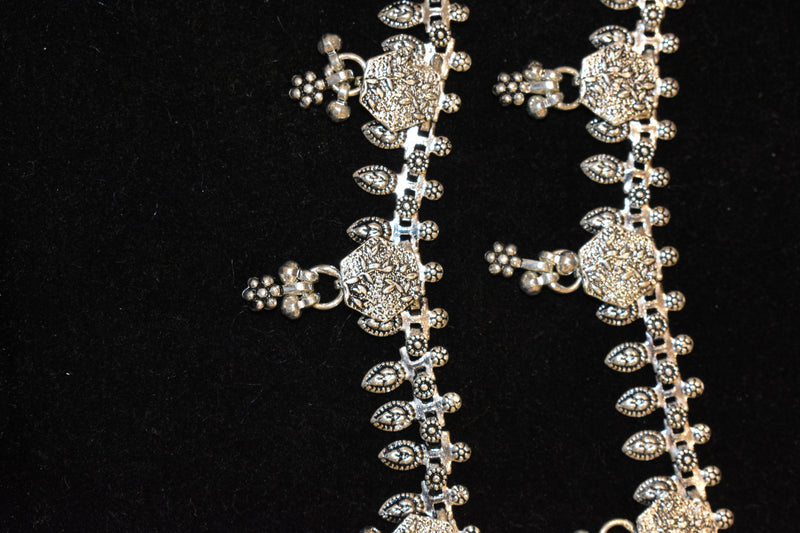 Minimalist silver oxidised plain  anklets -SG19