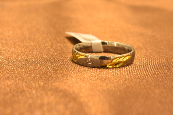 silver gold polish mens ring-68-275