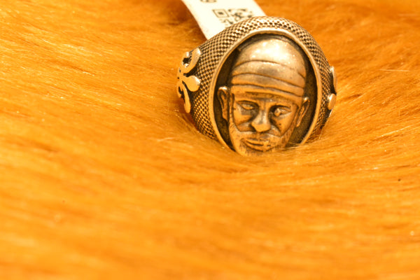 silver oxidised sai baba ring 68-49