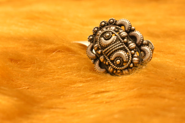 silver oxidised fancy ring 68-41