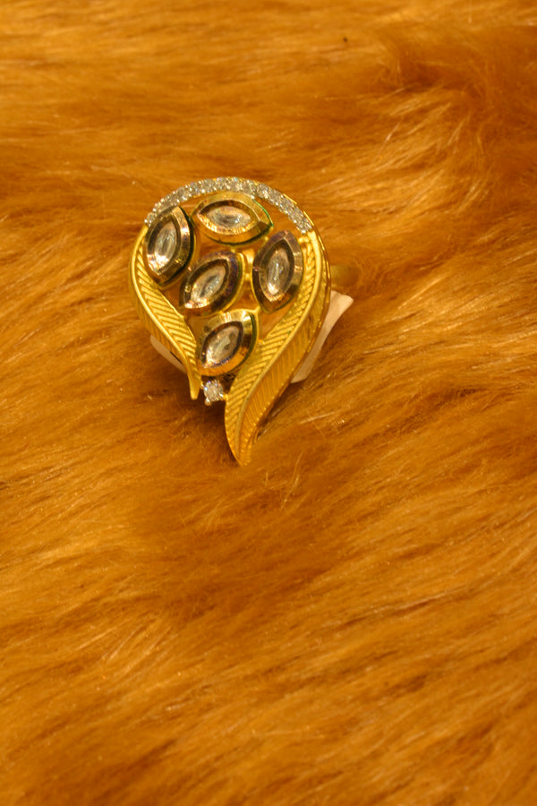 silver fancy gold polish  ladies ring 68-2