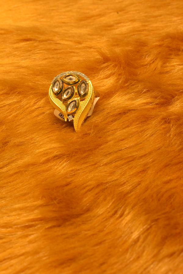 silver fancy gold polish  ladies ring 68-2
