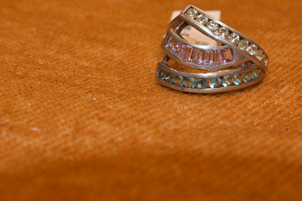 silver fancy stone ladies ring 68-58