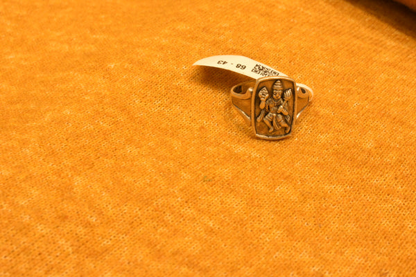 silver oxidised jai hanuman fancy  ring common 68-43