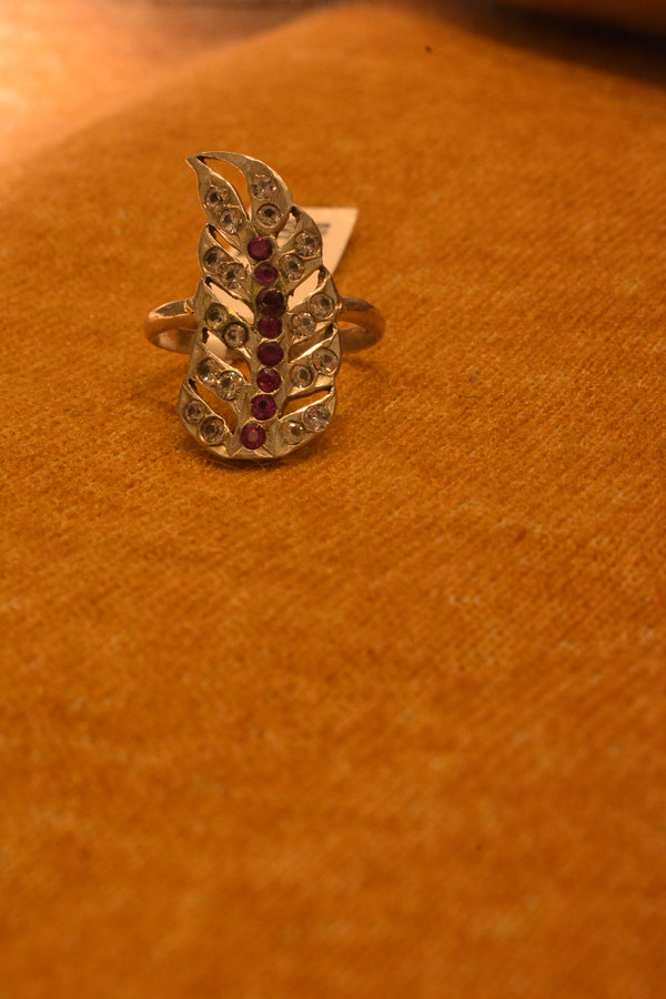 silver lef stone ladies ring 68-51