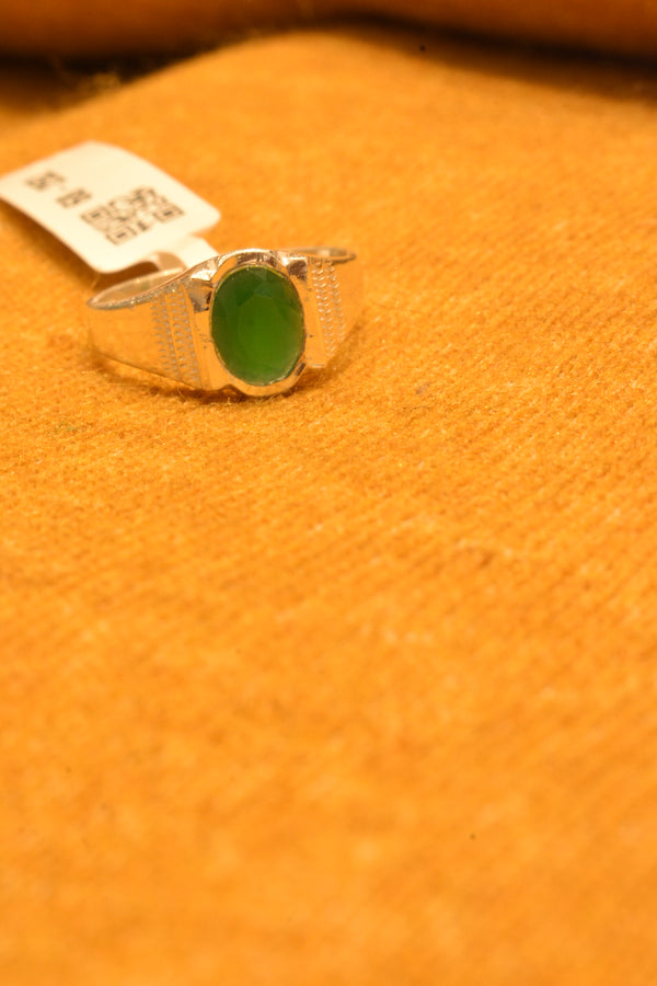 silver green stone ring 68-252