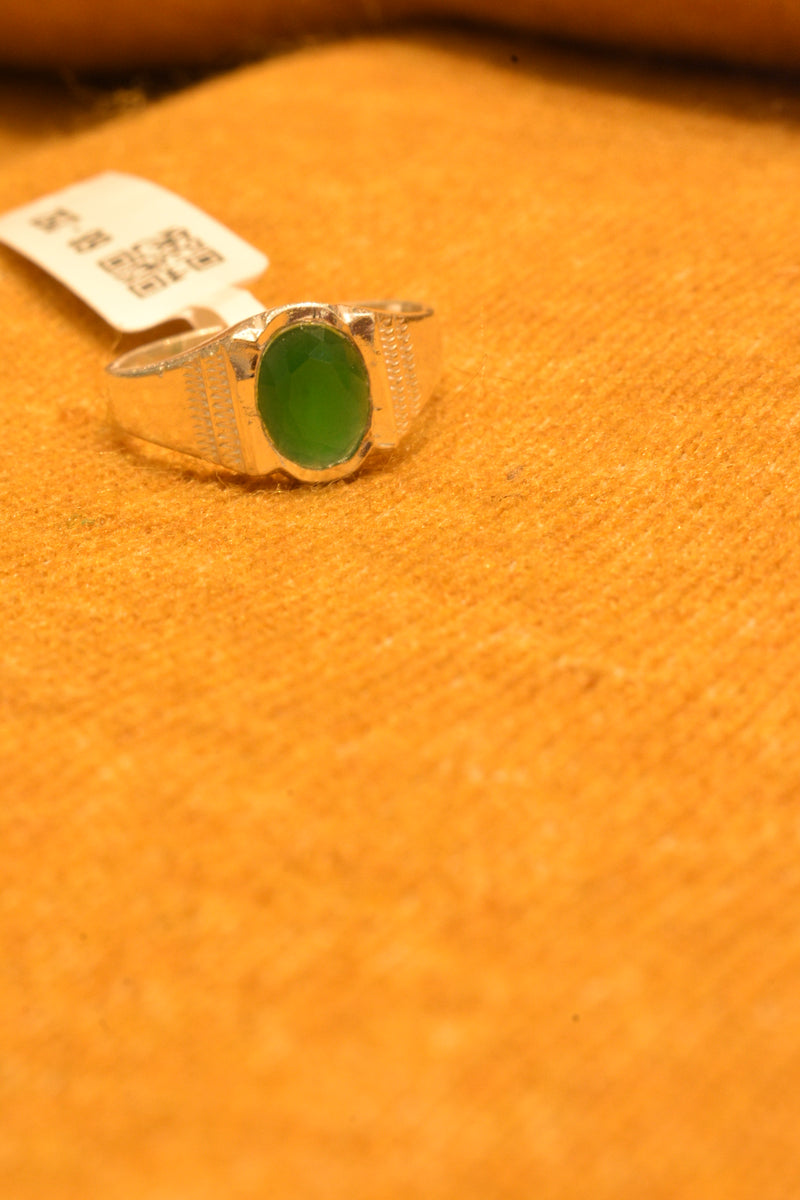 silver green stone ring 68-252