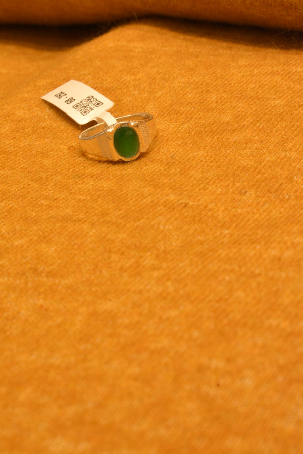 silver green stone ring 68-252