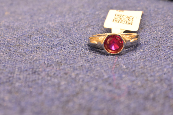 silver dark pink stone  ladies ring 68-134