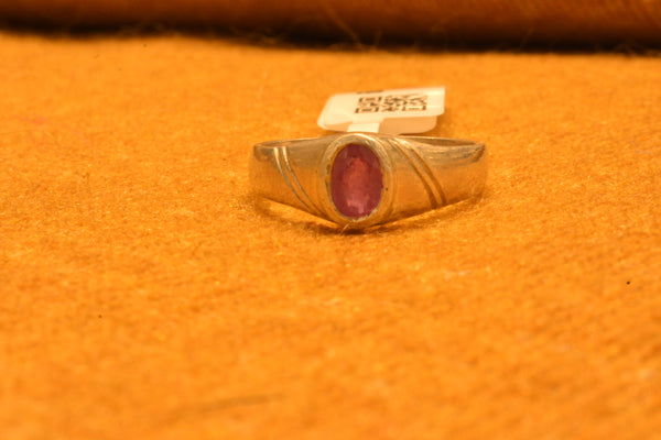 silver fancy stone  pink ring.68-14
