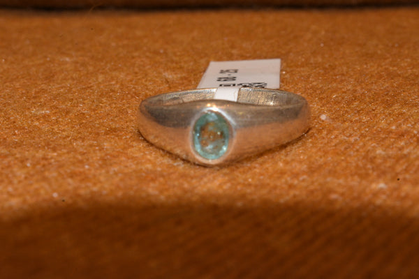 silver fancy stone lite blue  men`s  ring.68-25