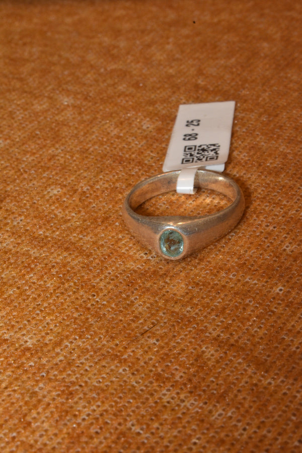 silver fancy stone lite blue  men`s  ring.68-25
