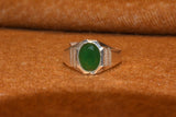 silver fancy stone green ring.68-253