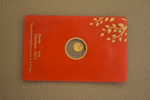 22kt 916k Gold Coin 0.100 GMs flower with packaging